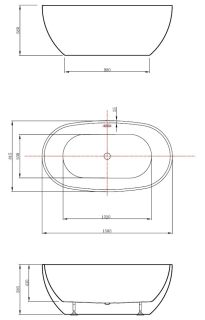 Ванна акриловая Vincea VBT-408-1500, 1500*815*580, цвет белый, щелевой перелив
