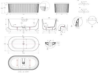 Ванна акриловая Vincea VBT-709-1700, цвет белый, щелевой перелив