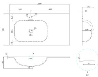 Раковина Vincea Elise VCB-4EL100MW-L, Corian левая, цвет белый матовый