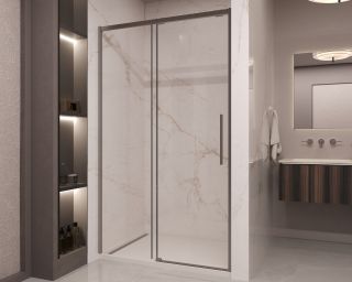 Душевая дверь Vincea Stella VDS-1ST130CLGM, 1300, вороненая сталь, стекло прозрачное