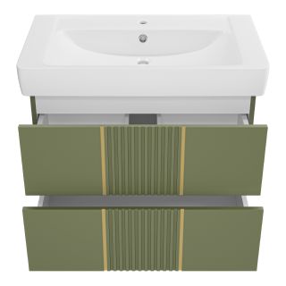 Подвесная тумба под раковину Brevita Vega VEG-09080-0802Я 80см зелёный/золото