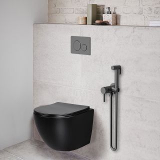 Гигиенический душ Vincea VHFW-101GM из латуни, со смесителем, вороненая сталь