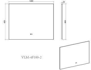 Зеркало Vincea LED VLM-4F100GM-2 1000х800 в алюминиевой раме, вороненая сталь