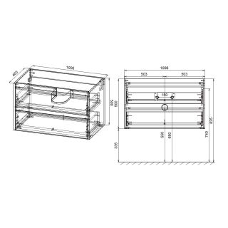 Тумба под раковину Vincea Gio VMC-2G100RO 100 см