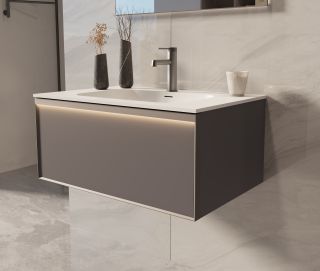 База под раковину Vincea Elise 800 подвесная, 2 выкатных ящика soft-close, серый матовый