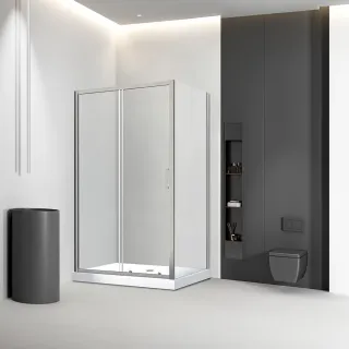 Душевой уголок Veconi Rovigo RV-046BС, 1300х1100х1950, никель брашинг, стекло прозрачное