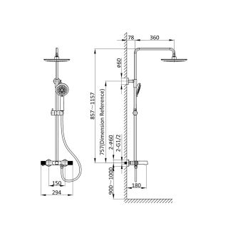 Душевая система Vincea Desire VSFS-1D1TGM термостатическая вороненая сталь
