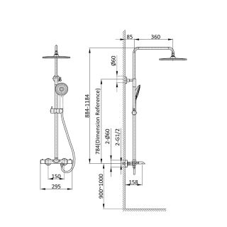 Душевая система Vincea Esse VSFS-1E1TMB термостатическая черный