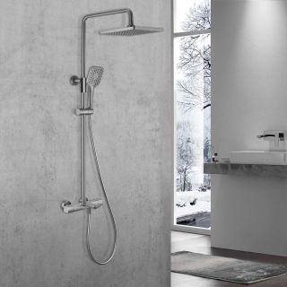 Душевая стойка Vincea Next VSFS-1N1TGM термостатическая, вороненая сталь