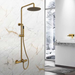 Душевая стойка Vincea Vogue VSFS-1V1TBG термостатическая, брашированное золото