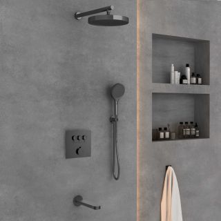 Душевой комплект Vincea Inspire VSFW-431I2GM встраиваемый, термостатический, трехрежимный, вороненая сталь