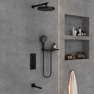 Душевой комплект Vincea VSFW-433TI2RGM встраиваемый, термостатический, трехрежимный, вороненая сталь