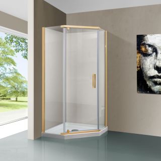 Душевой уголок Vincea Stresa VSP-1S900CLG, 900*900, брашированное золото, стекло прозрачное