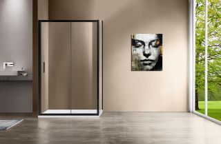 Душевой уголок Vincea Garda VSR-1G1015CLB, 1500*1000, черный, стекло прозрачное