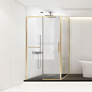 Душевой уголок Vincea Slim Soft VSR-1SS8015CLG, 1500*800, брашированное золото, стекло прозрачное