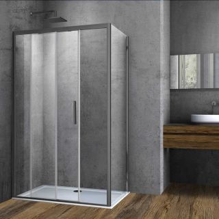 Душевой уголок Vincea Soft VSR-3SO9014CLGM, 1400*900, вороненая сталь, стекло прозрачное