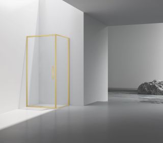 Душевой уголок Vincea Slim 8mm VSR-4SLP9090CLG, 900*900, брашированное золото, стекло прозрачное