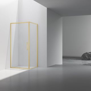 Душевой уголок Vincea Slim 8mm VSR-4SLP9090CLG, 900*900, брашированное золото, стекло прозрачное