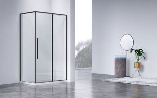 Душевой уголок Vincea Slim-N VSR-4SN8014CLB, 1400*800, черный, стекло прозрачное