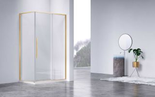 Душевой уголок Vincea Slim-N VSR-4SN8014CLG, 1400*800, брашированное золото, стекло прозрачное