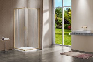 Душевой уголок Vincea Garda VSS-1G1212CLG, 1200*1200, брашированное золото, стекло прозрачное