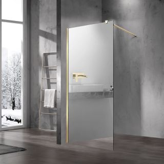 Душевая перегородка Vincea Walk-In VSW-1H100MRG, 1000*2000, матовый золотой, стекло зеркальное