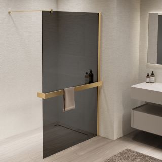 Душевая перегородка Vincea Walk-In VSW-1HR110CGG, 1100*2000, матовый золотой, стекло тонированное