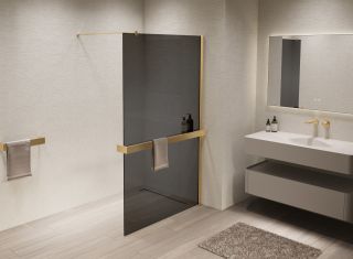 Душевая перегородка Vincea Walk-In VSW-1HR110CGG, 1100*2000, матовый золотой, стекло тонированное