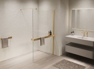 Душевая перегородка Vincea Walk-In VSW-1HR110CLG, 1100*2000, матовый золотой, стекло прозрачное