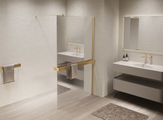 Душевая перегородка Vincea Walk-In VSW-1HR900MRG, 900*2000, матовый золотой, стекло зеркальное