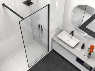 Душевая перегородка Vincea Walk-In HS VSW-1HS800CLB, 800*2000, черный матовый, стекло прозрачное