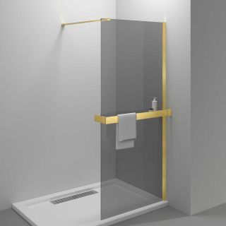 Душевая перегородка Vincea Walk-In HR VSW-4HR900CGG, 900*2000, брашированное золото, стекло тонированное