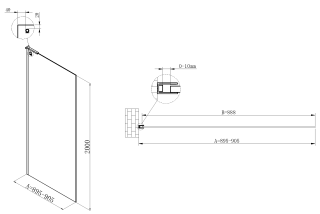 Душевая перегородка Vincea Walk-In VSW-7HA900CLB, 900*2000, черный матовый, стекло прозрачное