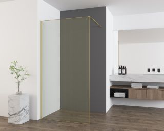Душевая перегородка Vincea Walk-In VSW-7HS100GWG, 1000*2000, брашированное золото, стекло с золотыми нитями