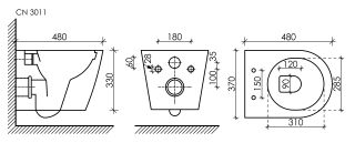 Подвесной унитаз Ceramica Nova Forma CN3011 безободковый белый