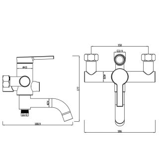 Душевая стойка Swedbe Hermes 5131B со смесителем для ванны чёрный