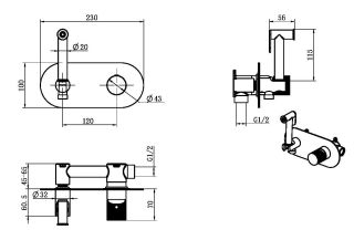 Гигиенический душ Boheme Stick 127-CRCR.2 со смесителем хром