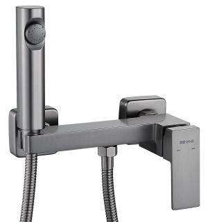 Гигиенический душ со смесителем Shevanik S9605T-1 оружейная сталь