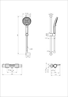 Смеситель для ванны с душевым гарнитуром Wonzon & Woghand Plate WW-C2017-A-MW с термостатом белый матовый