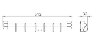 Планка с крючками для полотенец Haiba HB209-6 хром