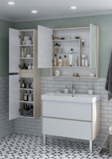 Зеркальный шкаф Акватон Сканди 90см белый/дуб верона 1A252302SDB20