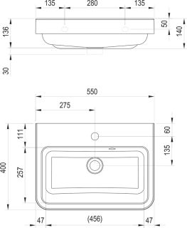 Раковина Ravak BE HAPPY II 550 XJA01155000