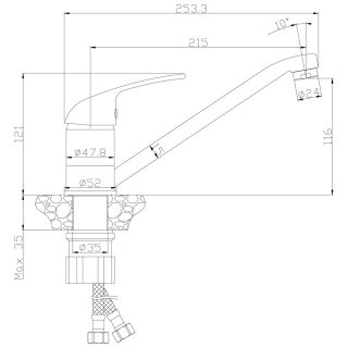 Смеситель для кухонной мойки Rossinka Y40-21 Хром