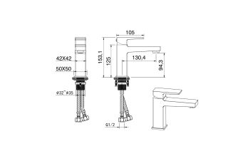 Смеситель для раковины Wonzon & Woghand Cube 2.0 WW-88018068-BG брашированное золото