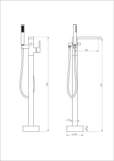 Напольный смеситель для ванны Wonzon & Woghand Stick WW-88649901-BG брашированное золото