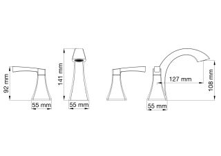 Смеситель для раковины на 3 отверстия Wonzon & Woghand Flex WW-88083095-BG брашированное золото