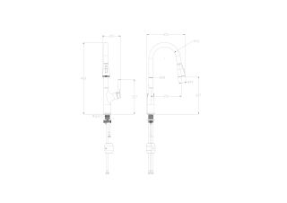 Смеситель для кухни Wonzon & Woghand WW-AE54123-MB с выдвижным изливом чёрный матовый