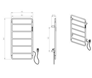 Полотенцесушитель электрический Wonzon & Woghand Wismar WW-AL202-MB 47x90 см чёрный матовый