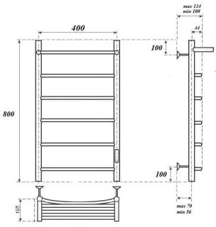 Полотенцесушитель электрический Point Афина PN04848PW с полкой 40x80см белый матовый
